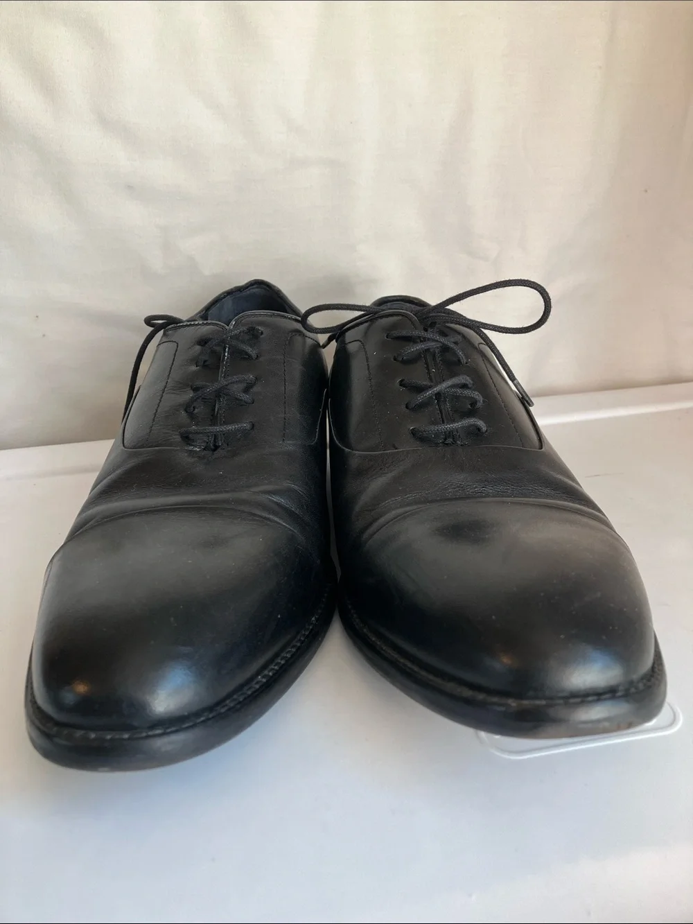 Johnston & Murphy Men's Landry Cap Toe black full grain leather dress shoes 9.5